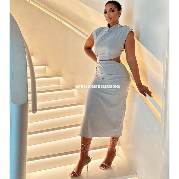 ZARA Blogger Fave High Collar Midi Dress NWT LAST ONE!!! 🩶 - Picture 8 of 16